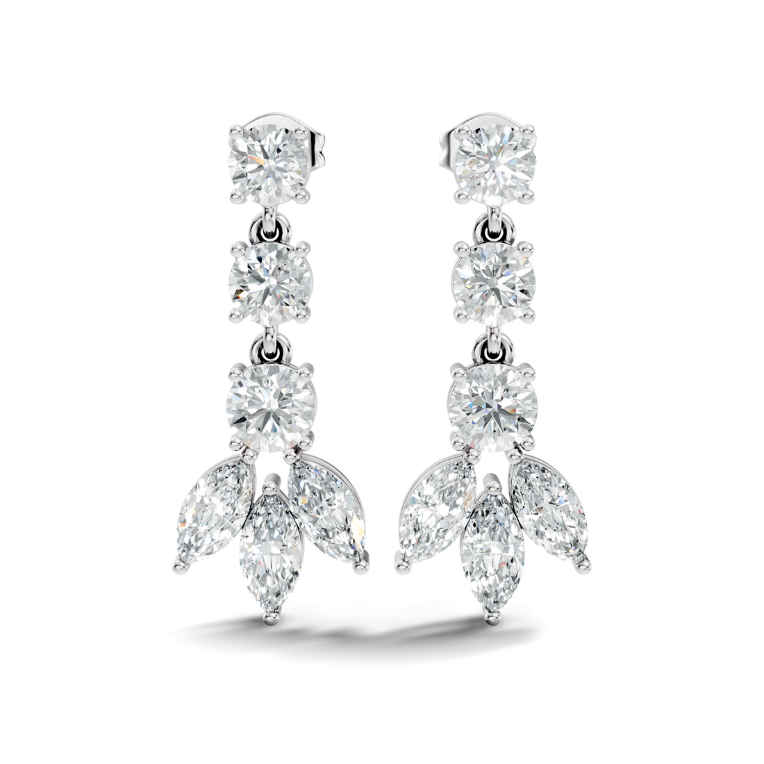 Linear Cascade Marquise Diamond Drop Earrings