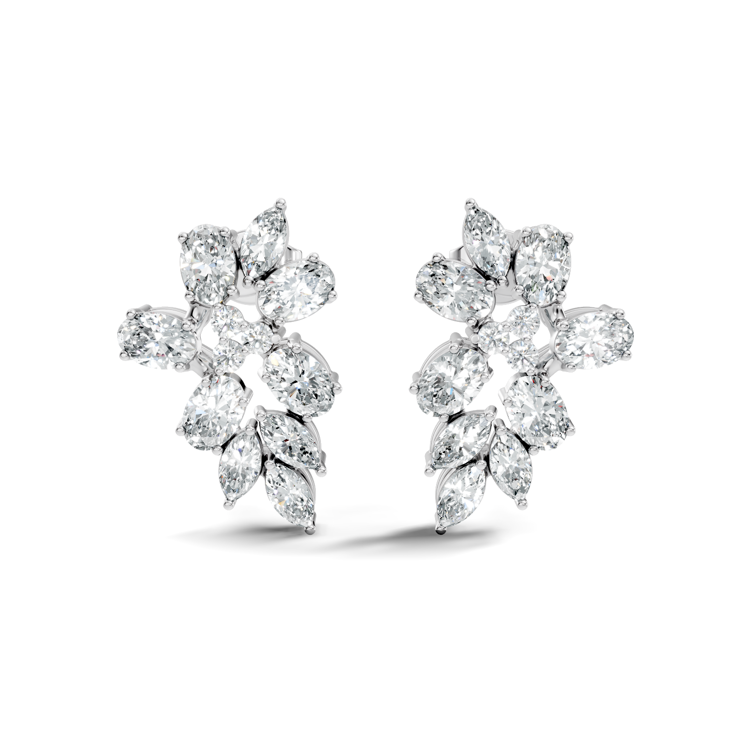 Mixed-Cut Floral Cluster Stud