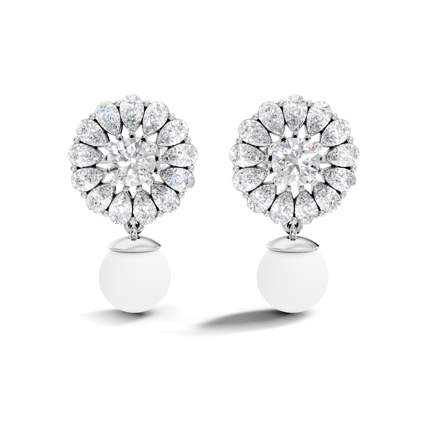 Blooming Sunflower Pearl Drop Earrings