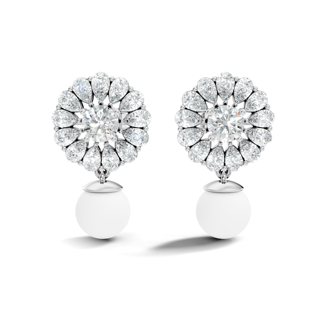 Blooming Sunflower Pearl Drop Earrings