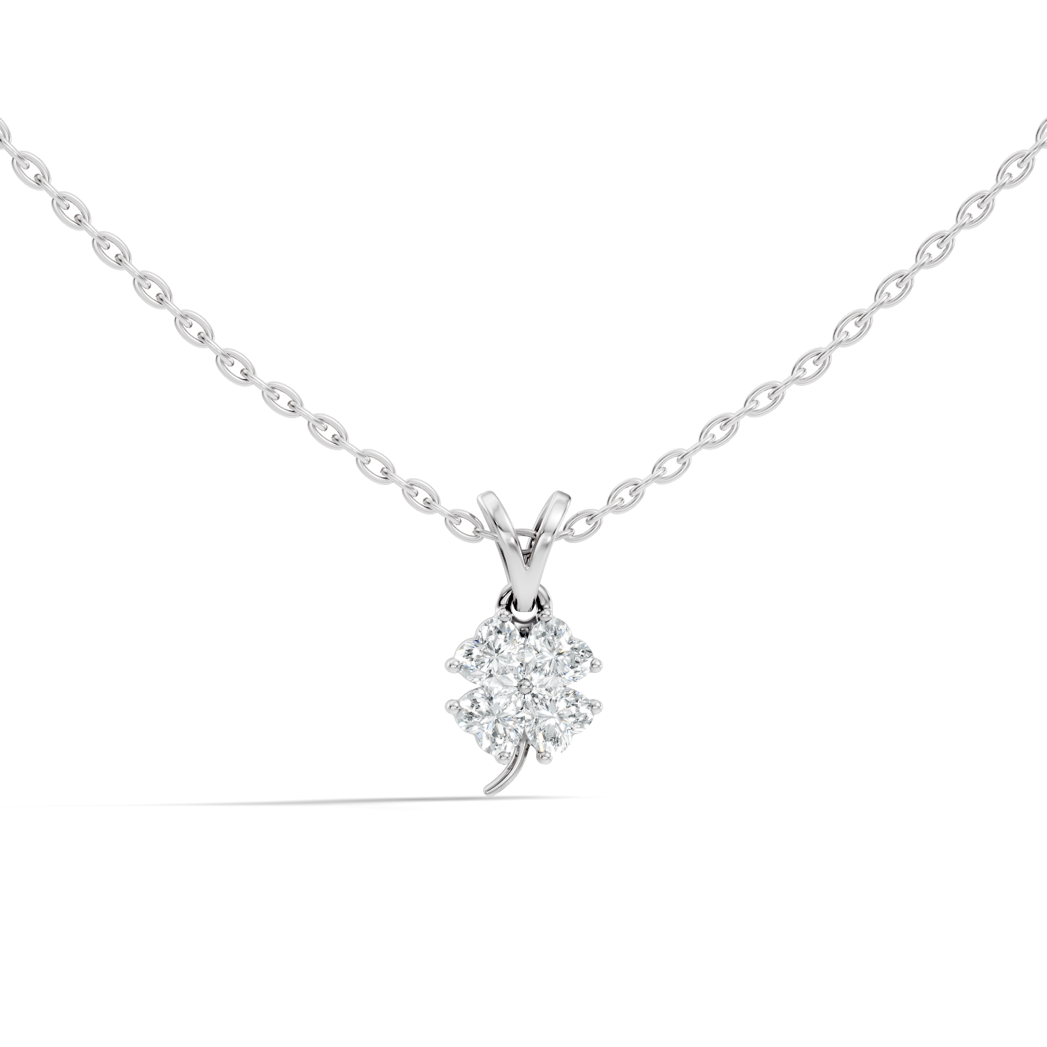 Four-Leaf Clover Heart Diamond Pendant