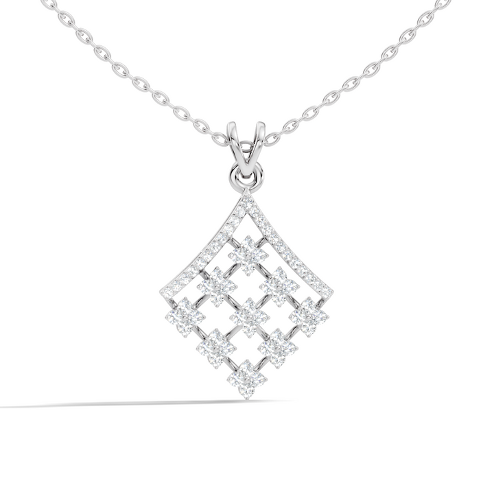 Diamond Geometric Rhombus Floral Lattice Pendant