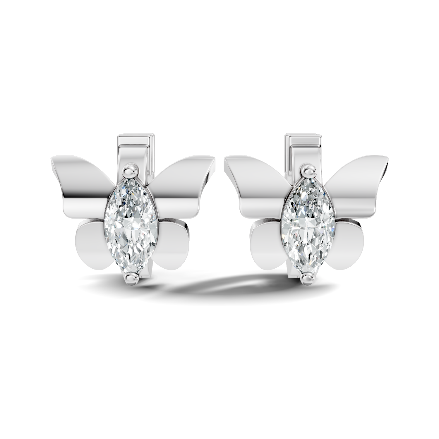Marquise Diamond Butterfly Solitaire Huggie Hoop Earrings