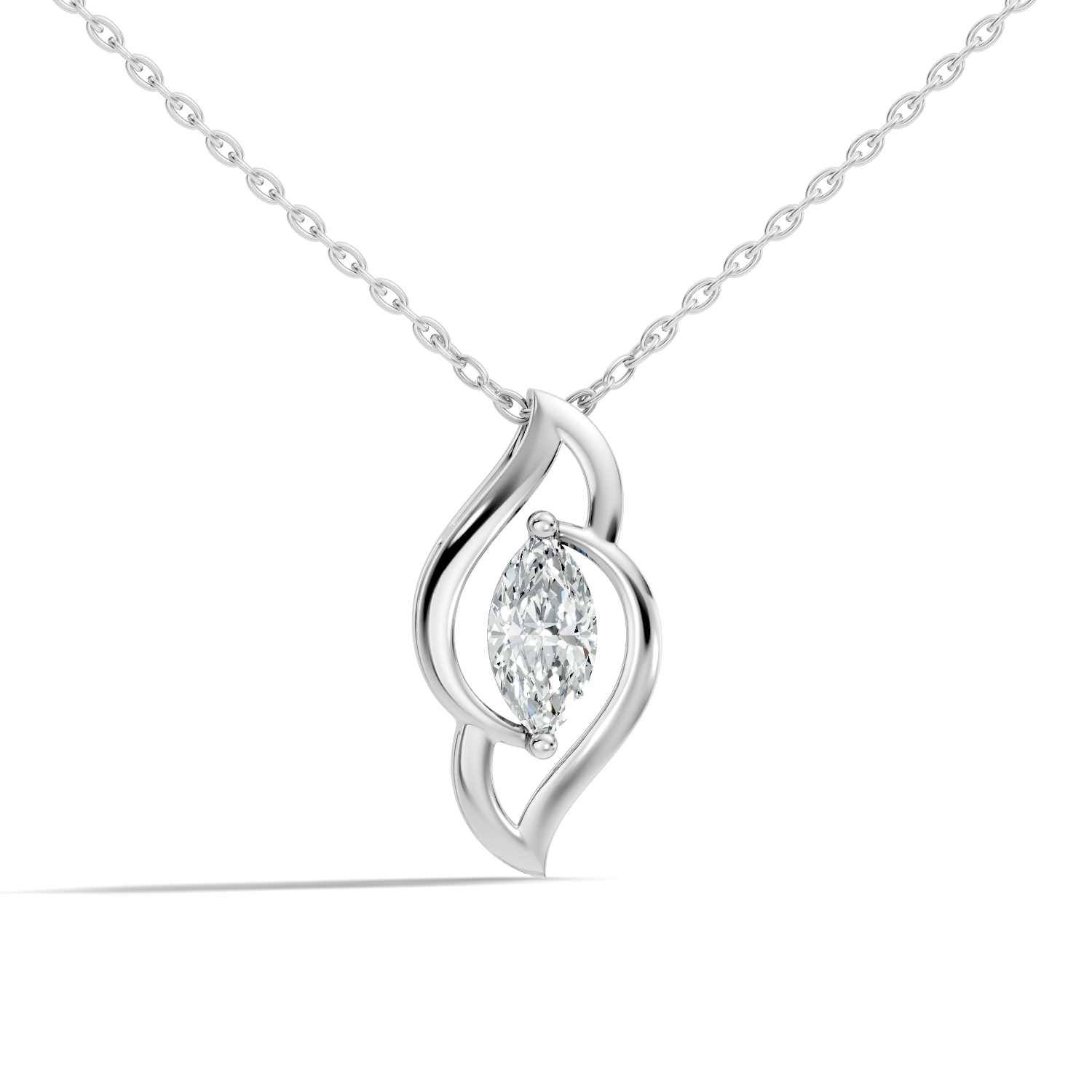 44 Pointer Swirl Frame Marquise Cut Solitaire Diamond Pendant