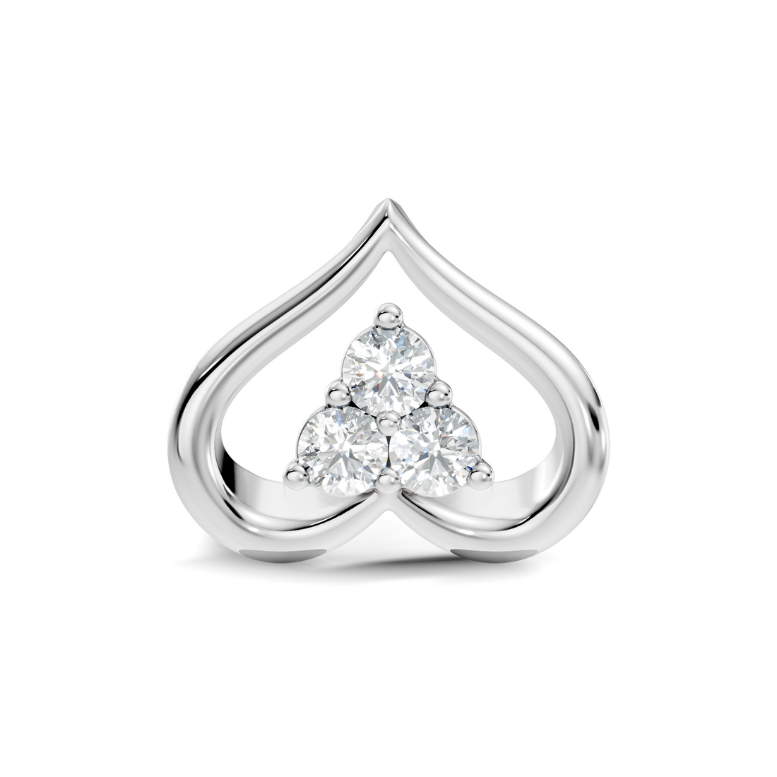 Open Heart Trio Diamond Nose Pin