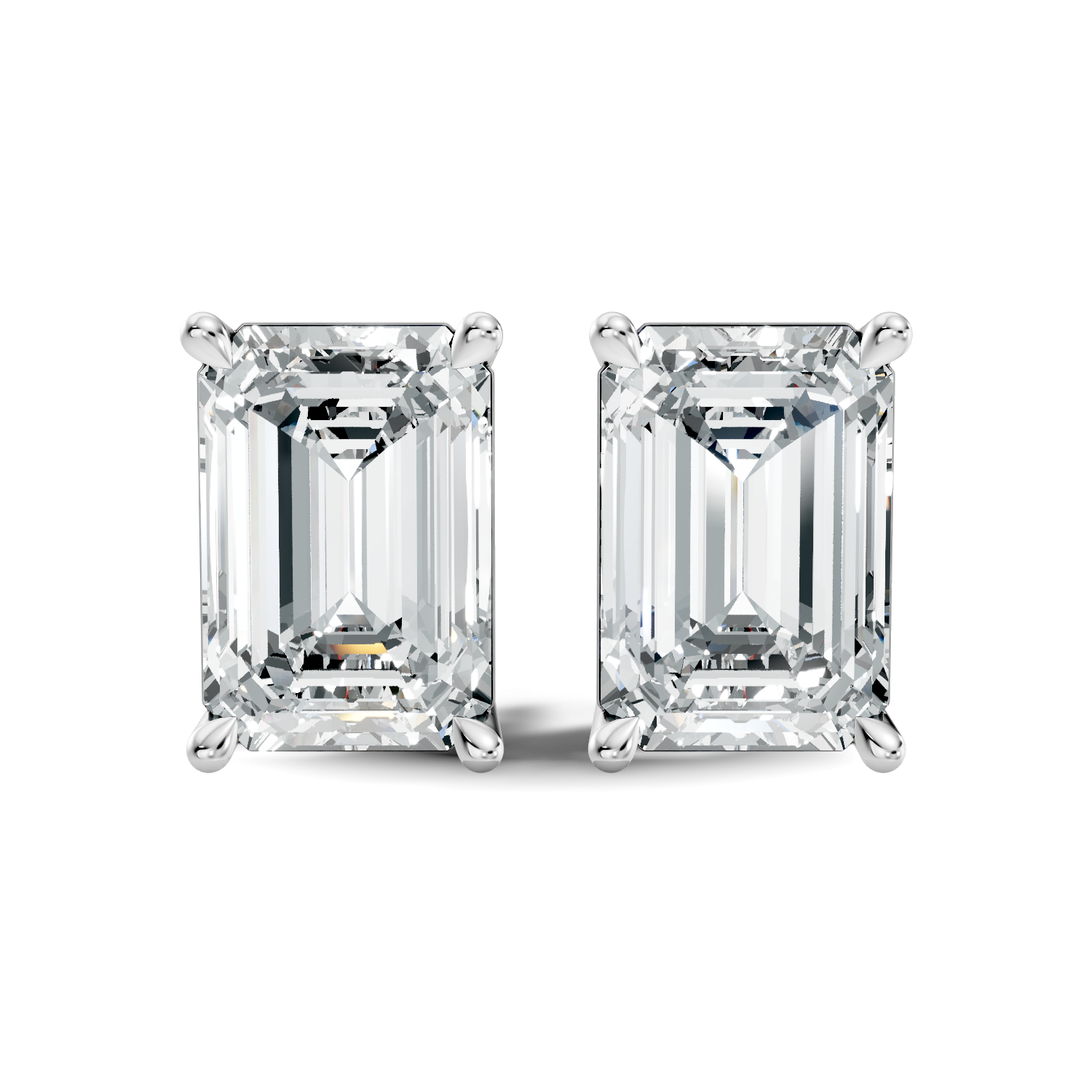 Emerald Cut Diamond Four-Prong Solitaire Stud (6.41 TCW)
