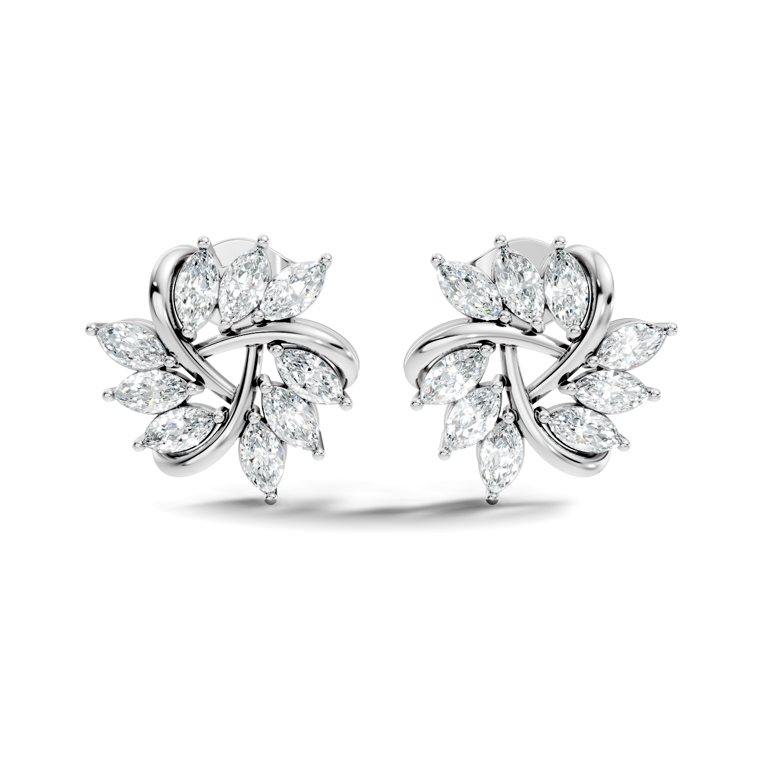 Marquise Cut Diamond Whirlwind Starburst Stud