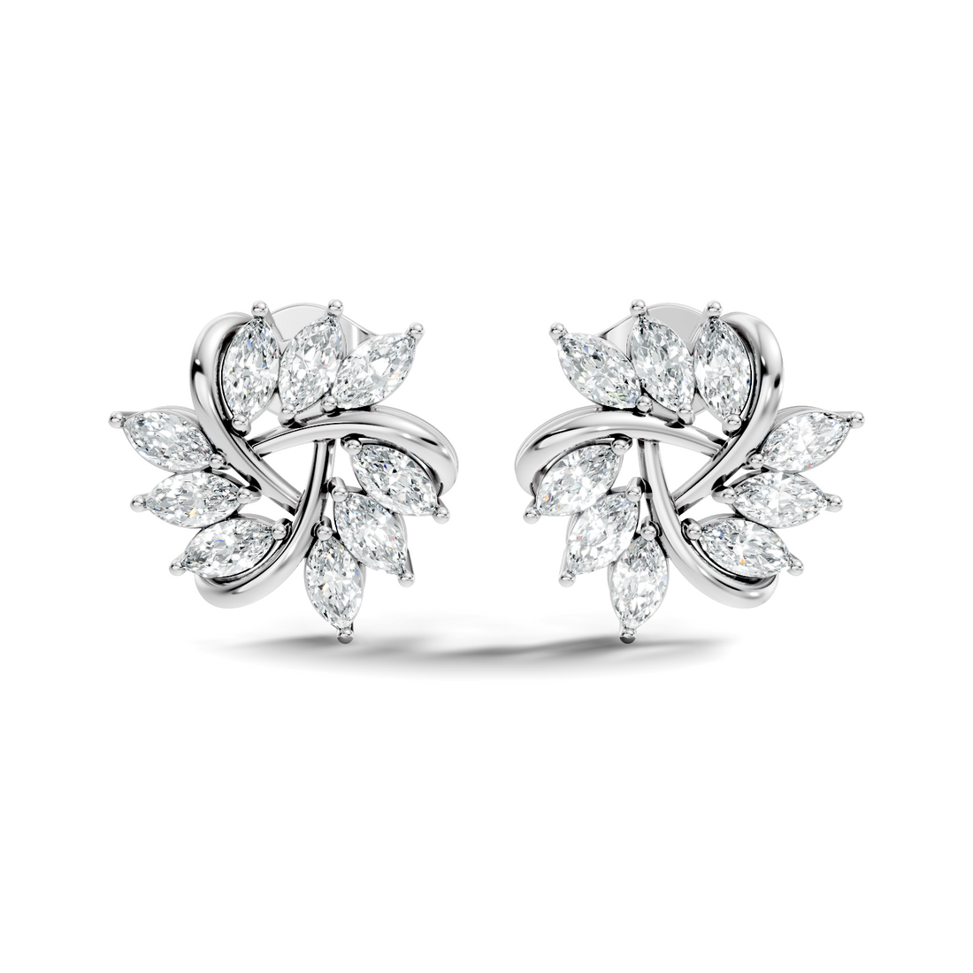Marquise Cut Diamond Whirlwind Starburst Stud