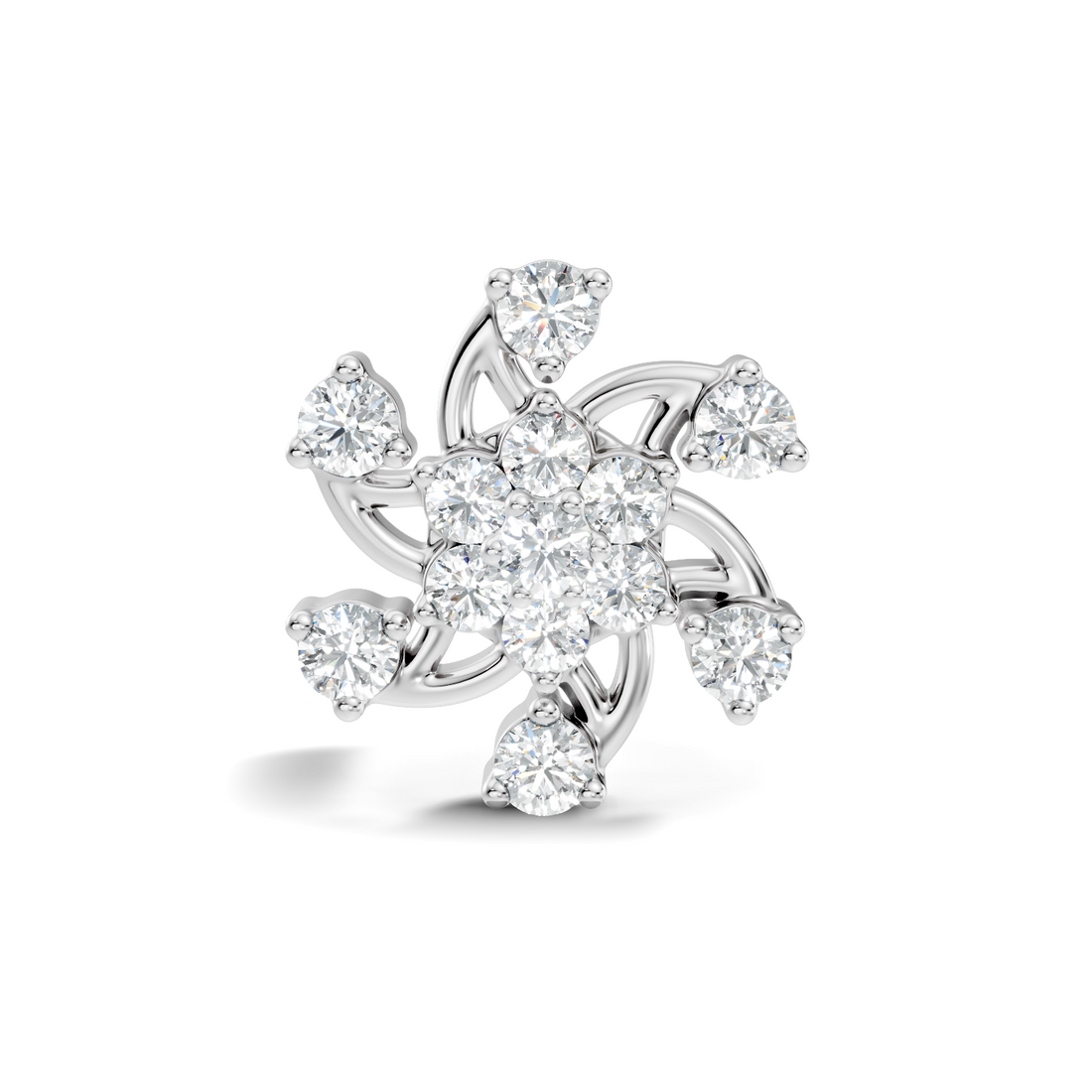 Swirl Pinwheel Floral Diamond Nose Pin