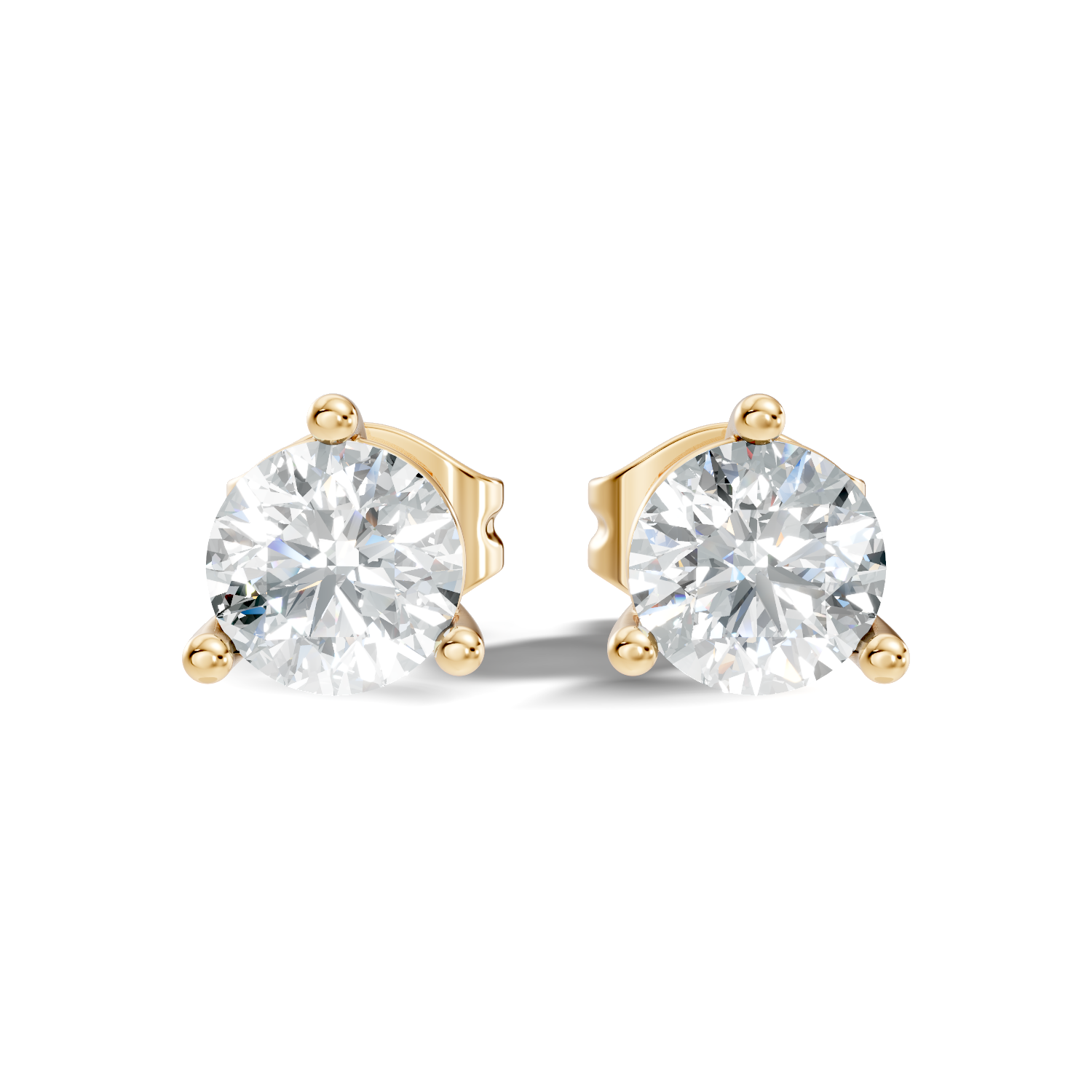 Round Brilliant Cut Diamond Three-Prong Solitaire Stud (2.06 TCW)