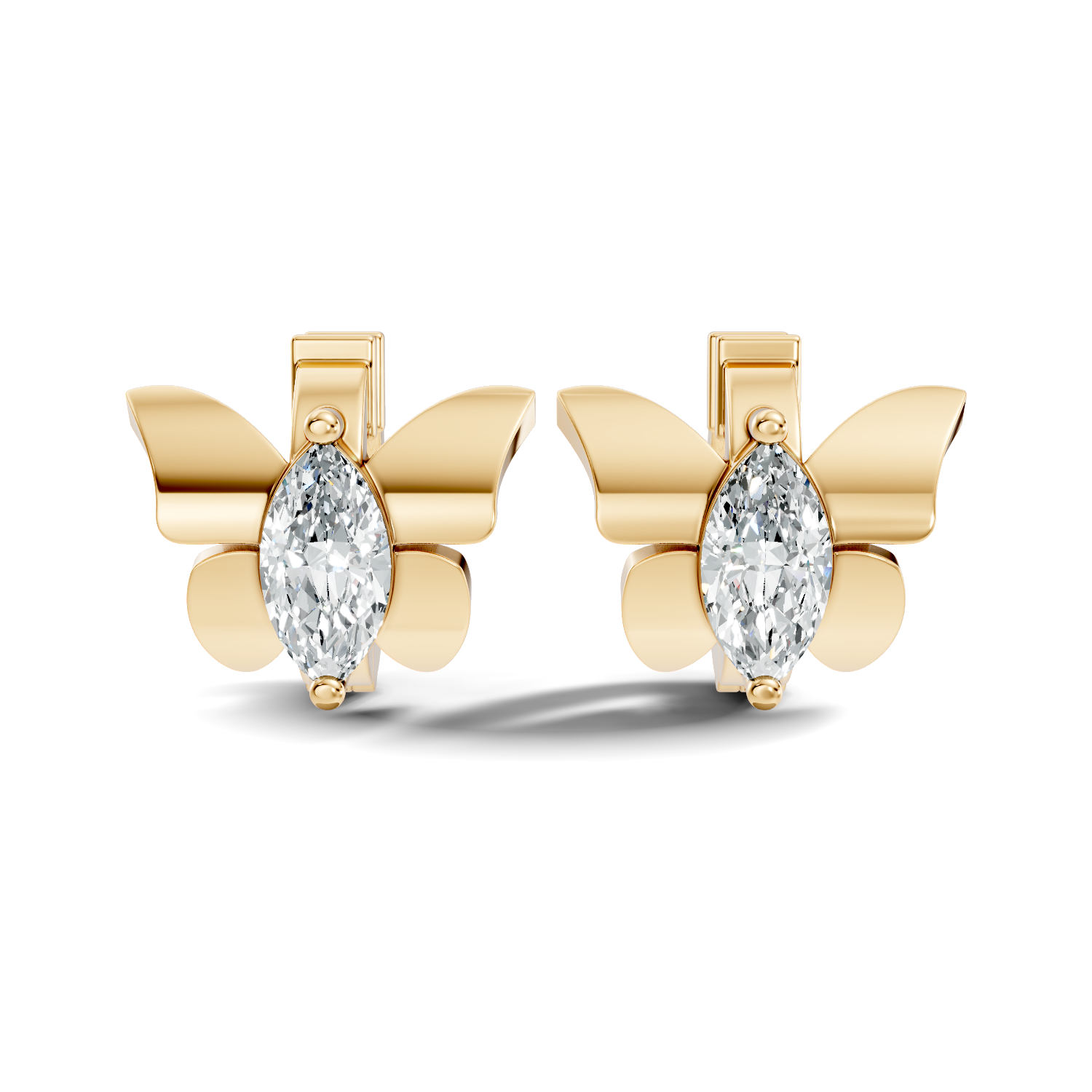 Marquise Diamond Butterfly Solitaire Huggie Hoop Earrings