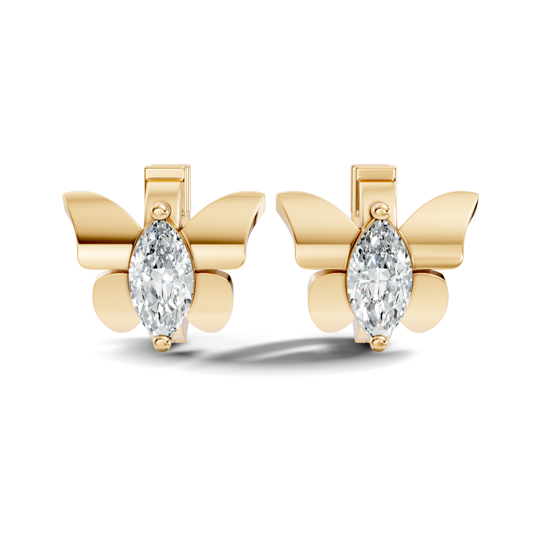 Marquise Diamond Butterfly Solitaire Huggie Hoop Earrings