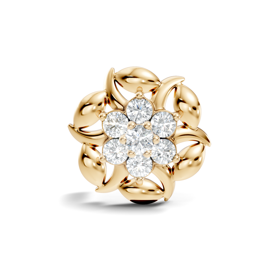 Swirl Petal Cluster Diamond Nose Pin