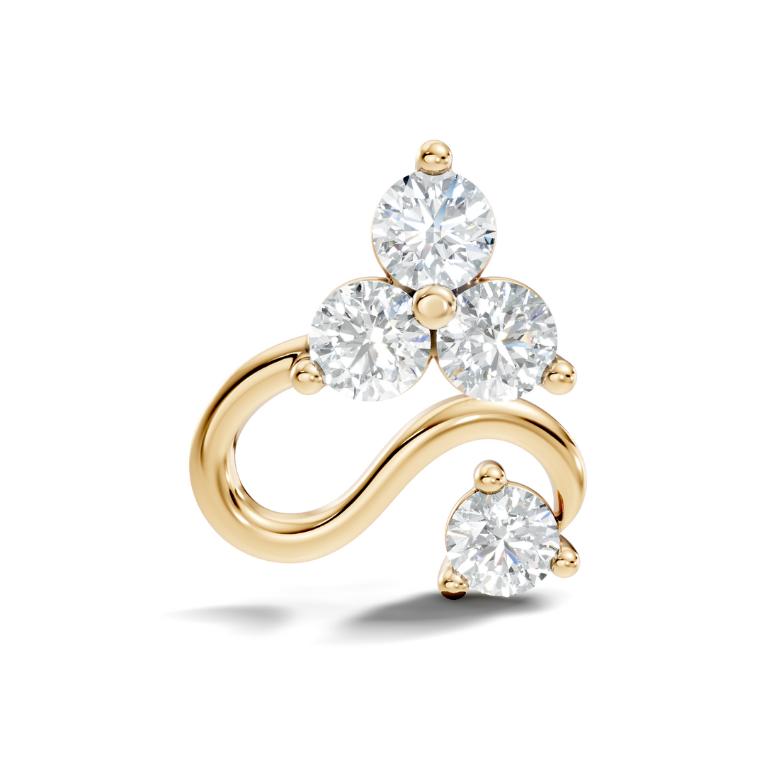 S-Curve Four-Stone Diamond Nose Pin
