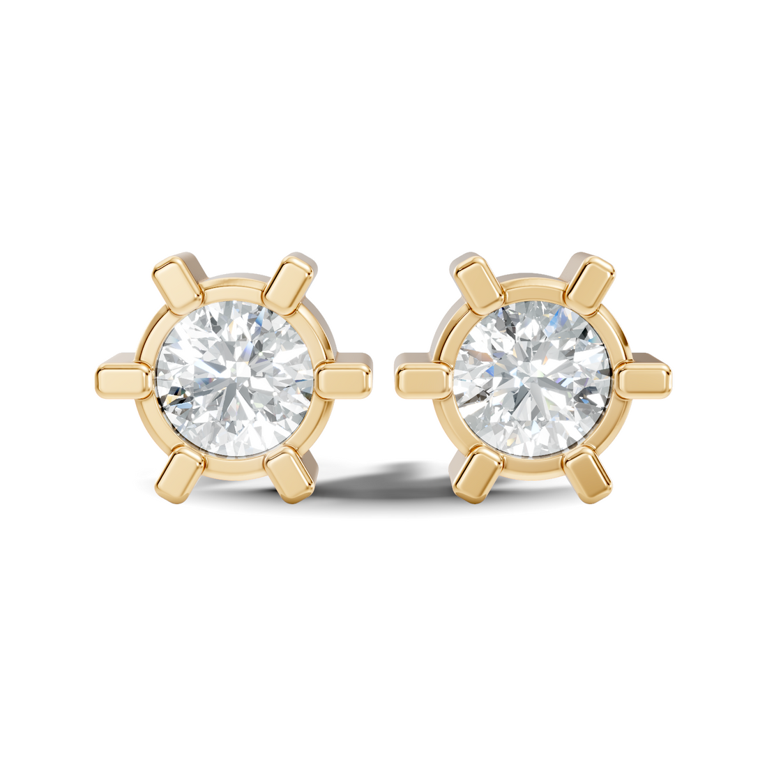 Round Diamond 6-Prong Sunburst Solitaire Stud
