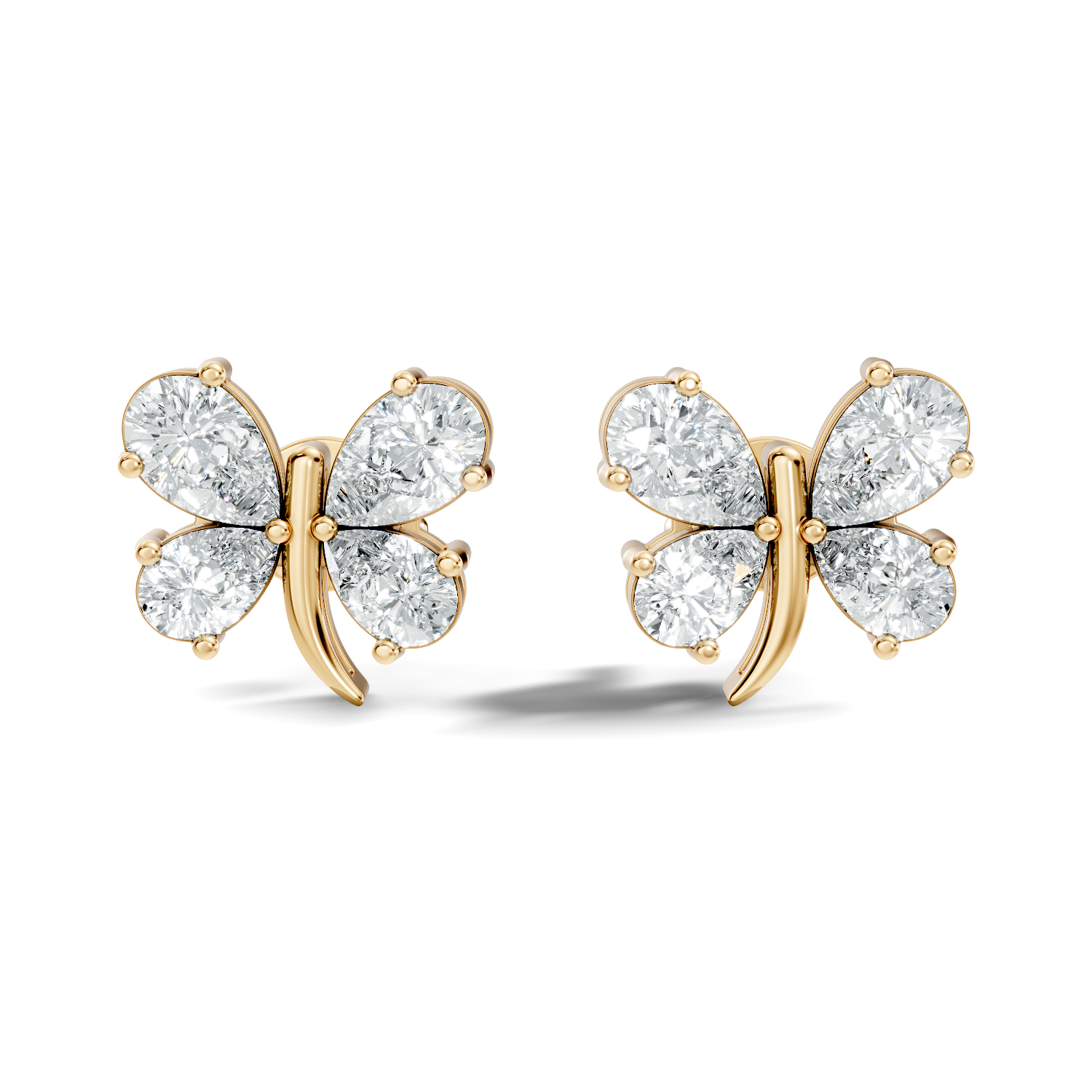 Pear Cut  Butterfly Diamond Stud
