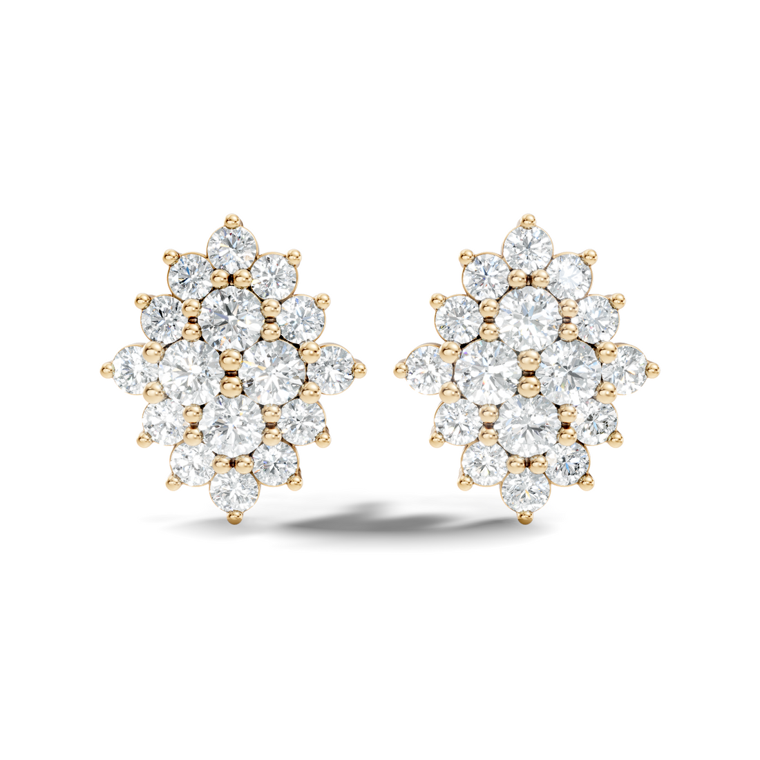 Round Brilliant Diamond Navette Cluster Stud