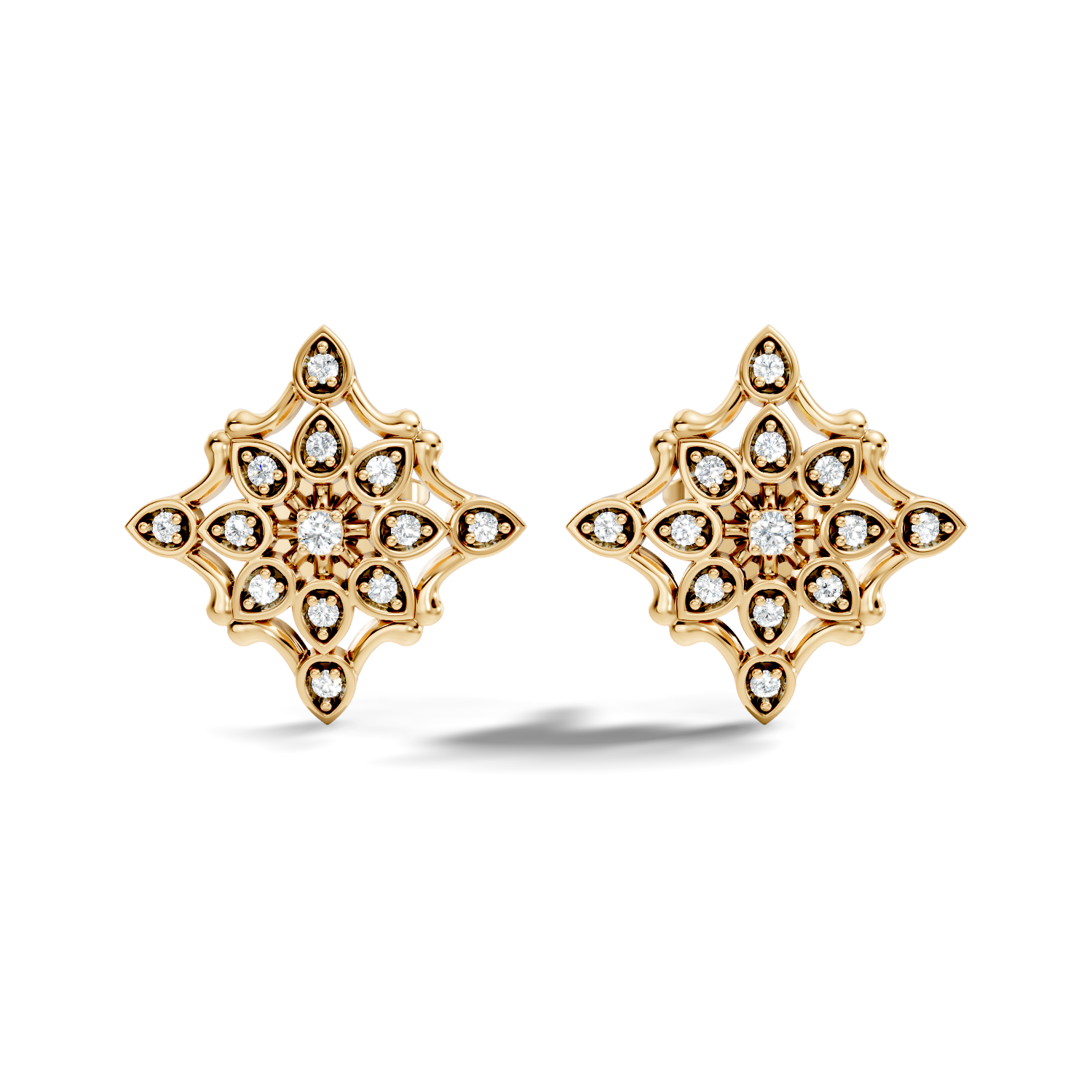 Round Diamond Openwork Geometric Star Motif Stud