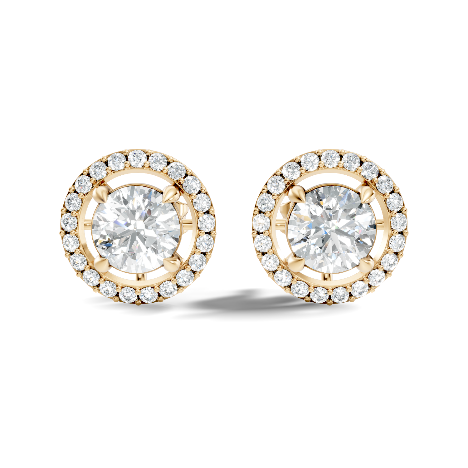 Round Brilliant Cut Diamond Floating Open Halo Stud (2.12 TCW)