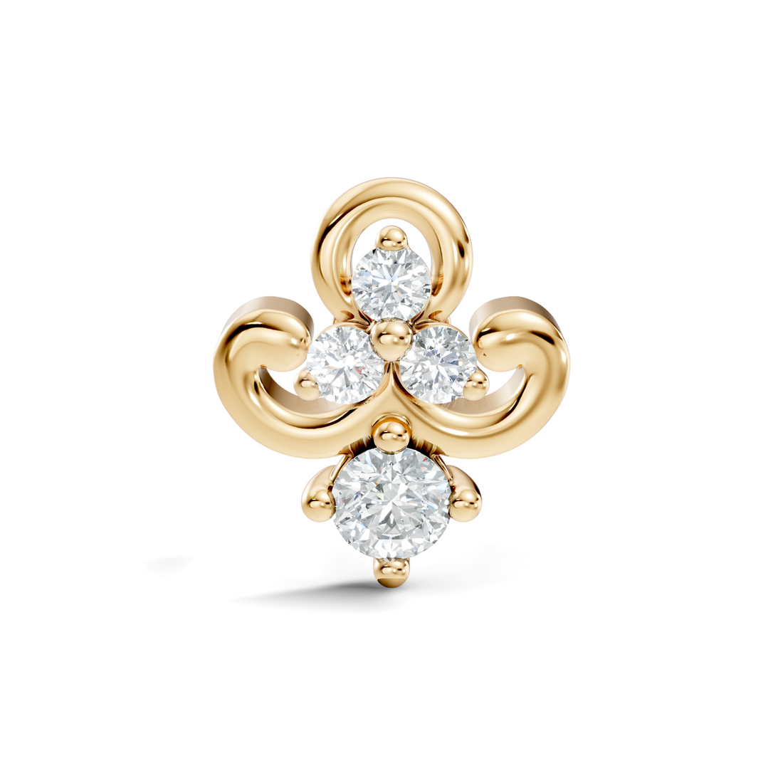 Fleur-de-Lis Scroll Diamond Nose Pin