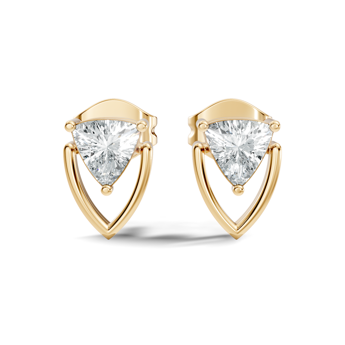 Trillion Cut Diamond Geometric Open Frame Stud
