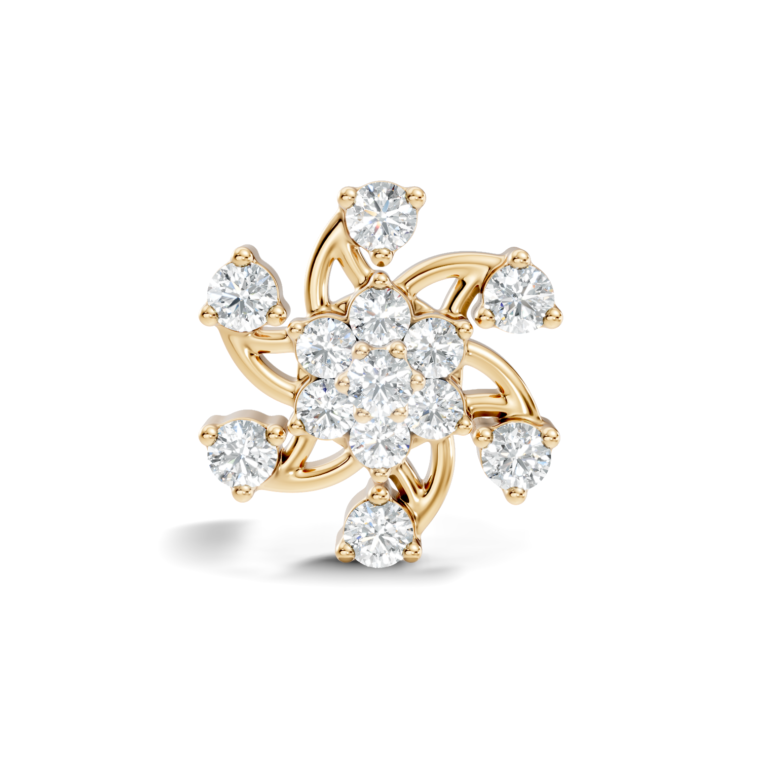 Swirl Pinwheel Floral Diamond Nose Pin
