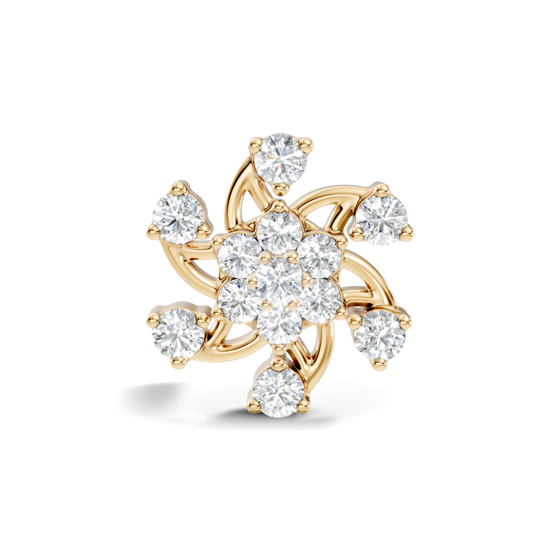 Swirl Pinwheel Floral Diamond Nose Pin