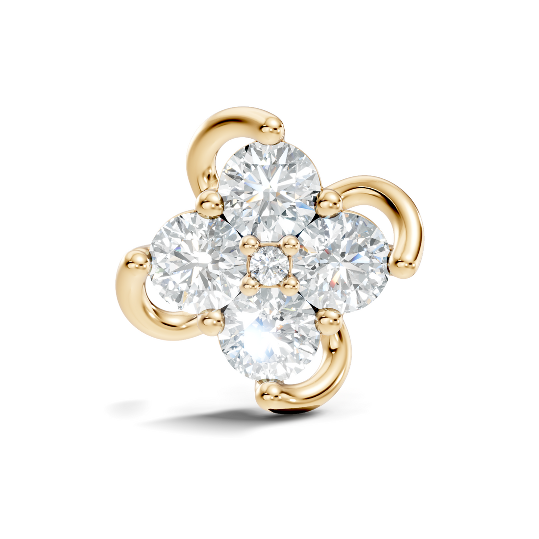 Swirl Floral Cluster Diamond Nose Pin