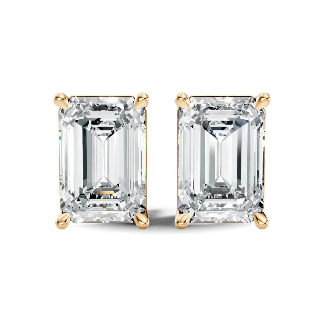 Emerald Cut Diamond Four-Prong Solitaire Stud (6.41 TCW)