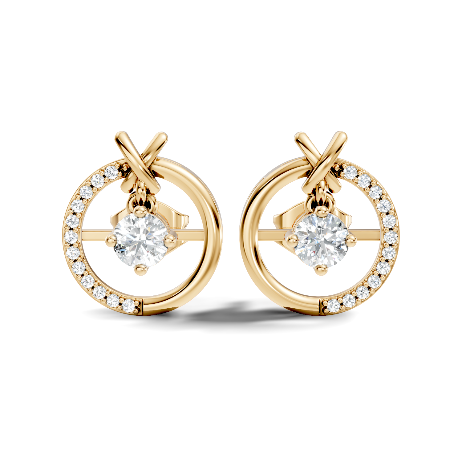 Open Circle Solitaire & Pave Diamond Stud