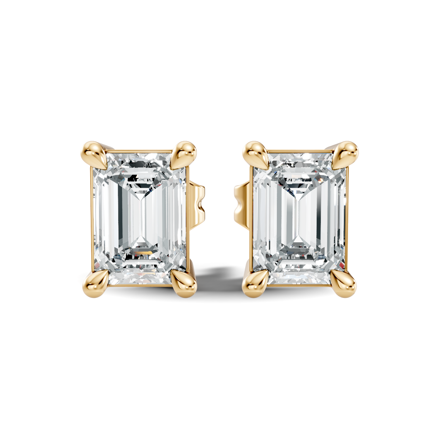 Classic Emerald Cut Solitaire Diamond Stud