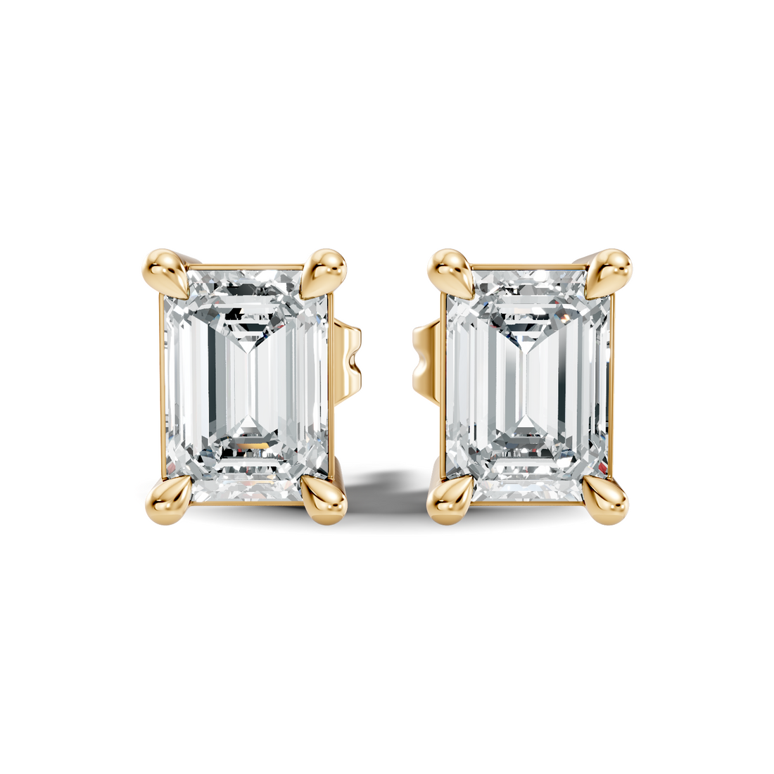 Classic Emerald Cut Solitaire Diamond Stud