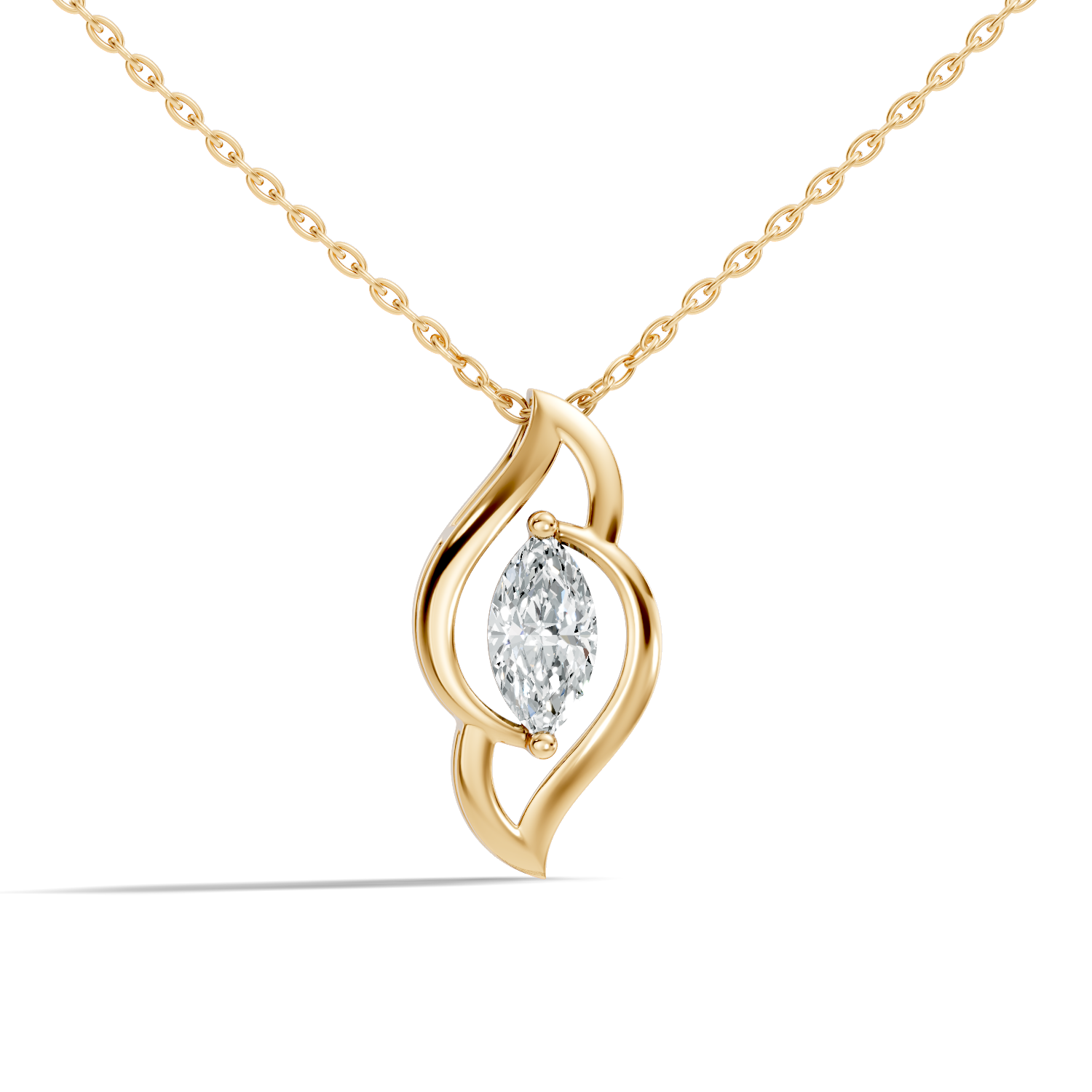 44 Pointer Swirl Frame Marquise Cut Solitaire Diamond Pendant