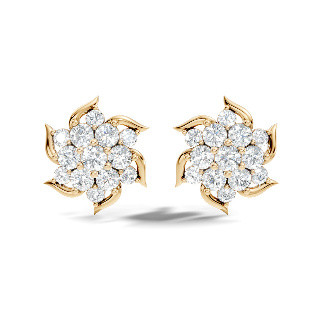 Round Brilliant Cut Diamond Pinwheel Cluster Stud