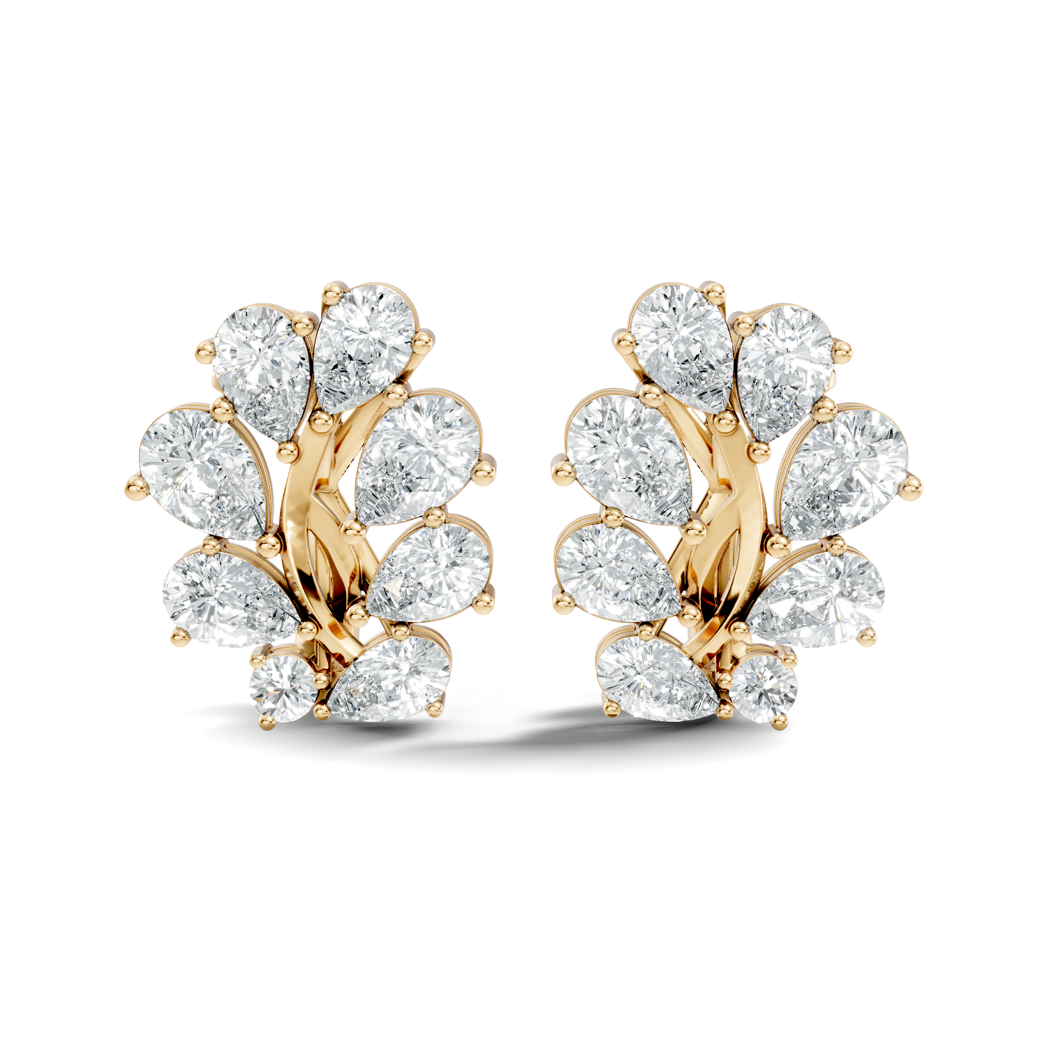 Pear-Cut Diamond Cluster Blossom Stud