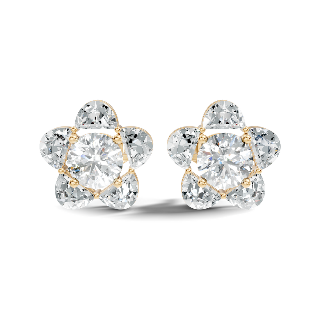 5-Petal Floral Solitaire Stud