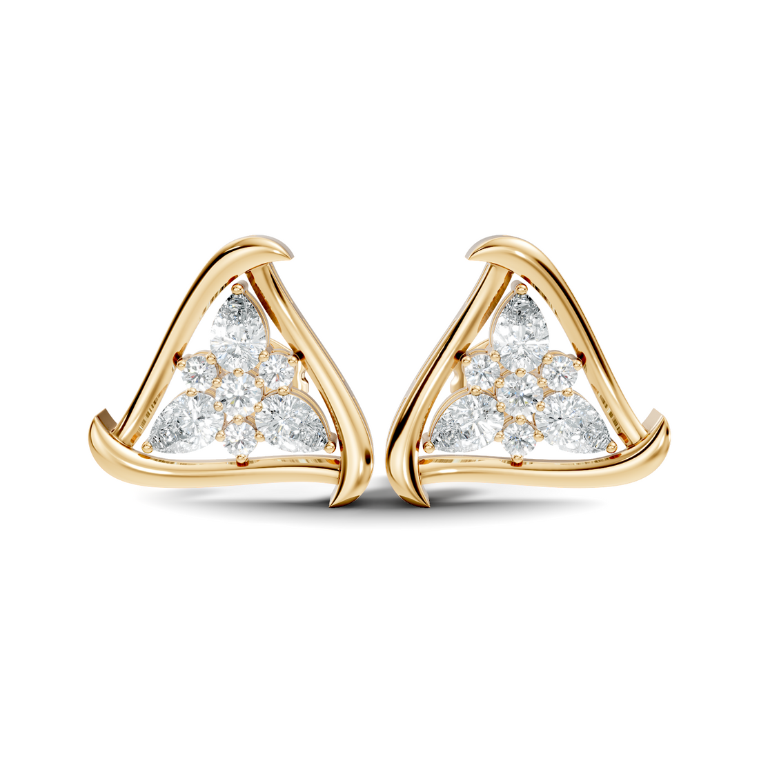 Triangular Floral Cluster Diamond Earrings