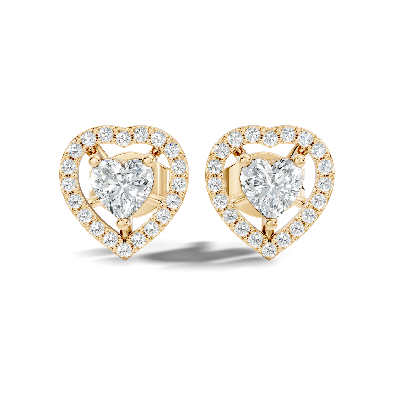 Heart Cut Diamond Floating Open Halo Stud