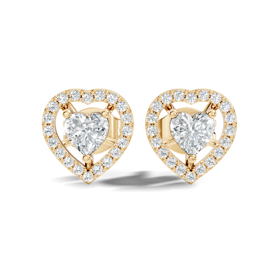 Heart Cut Diamond Floating Open Halo Stud