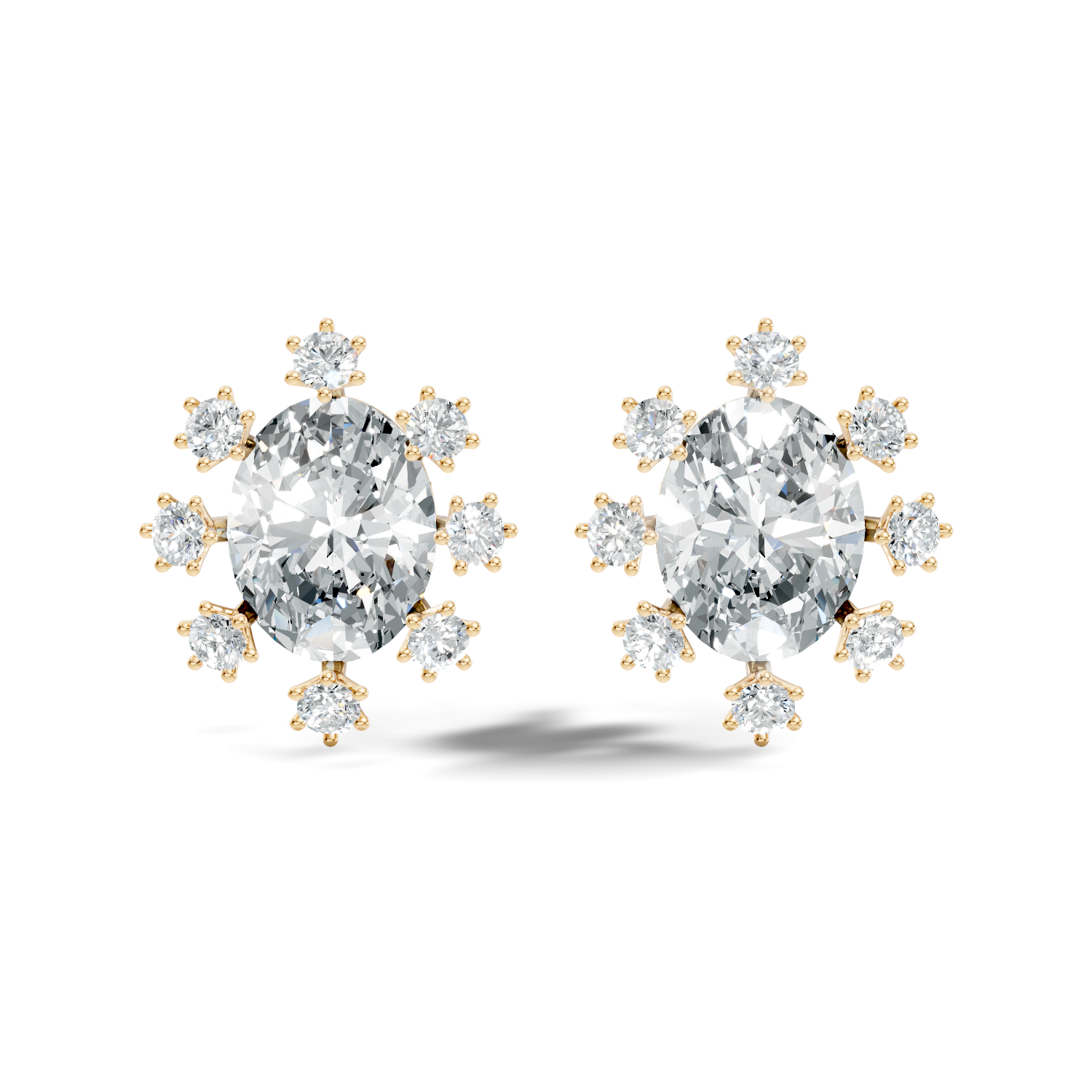Oval & Round Diamond Snowflake Cluster Stud
