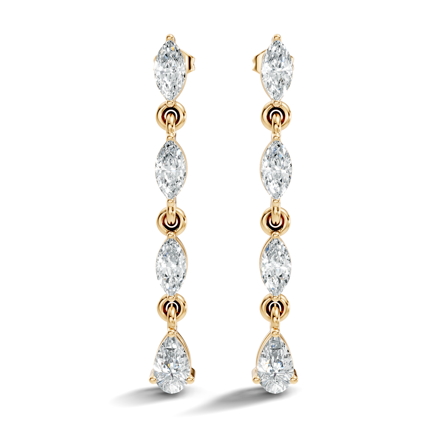 Marquise & Pear Diamond Linear Articulated Drop Earrings