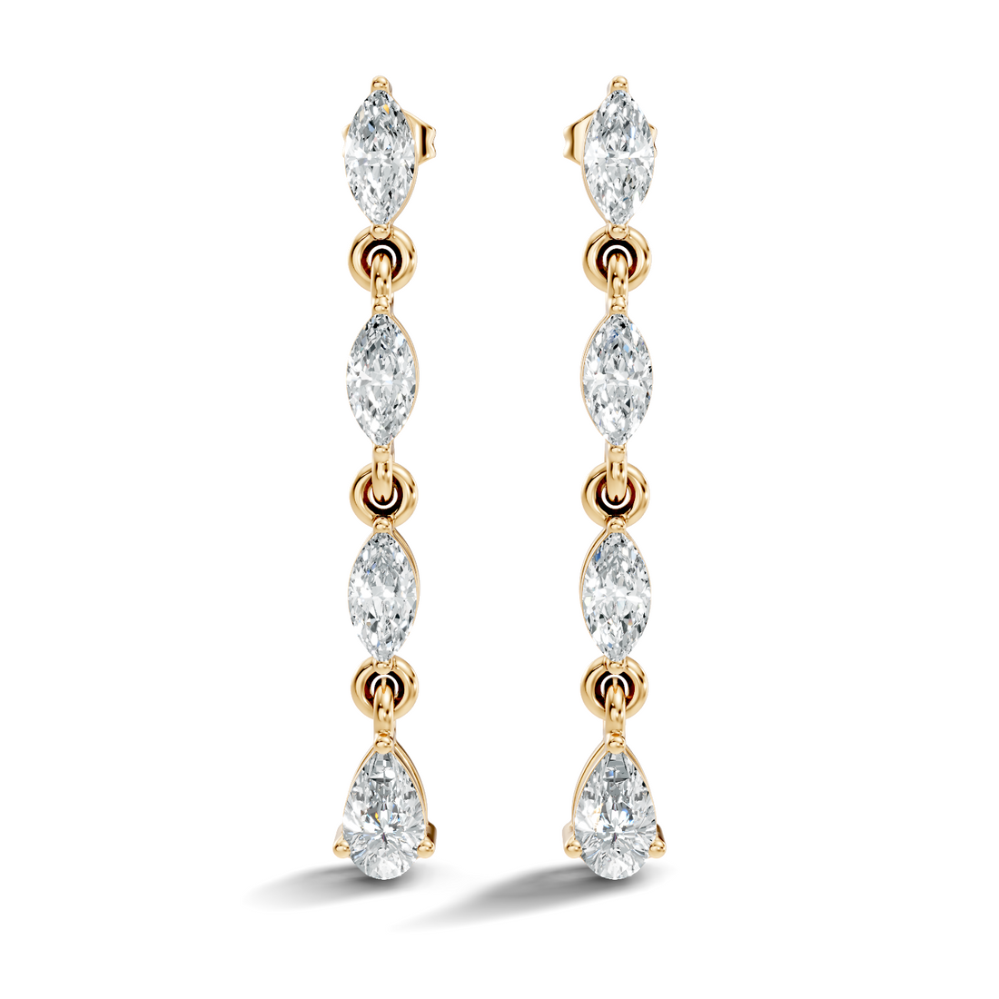 Marquise & Pear Diamond Linear Articulated Drop Earrings