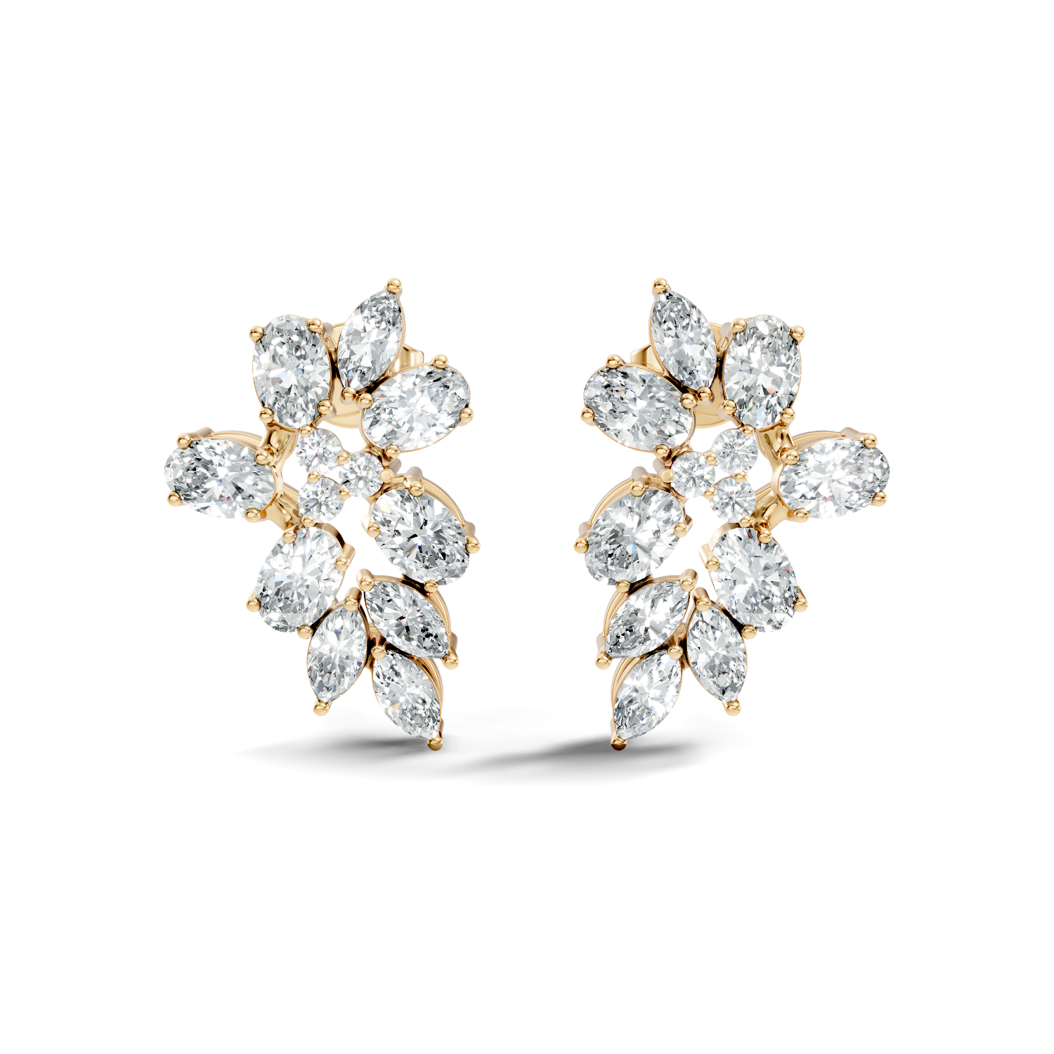 Mixed-Cut Floral Cluster Stud