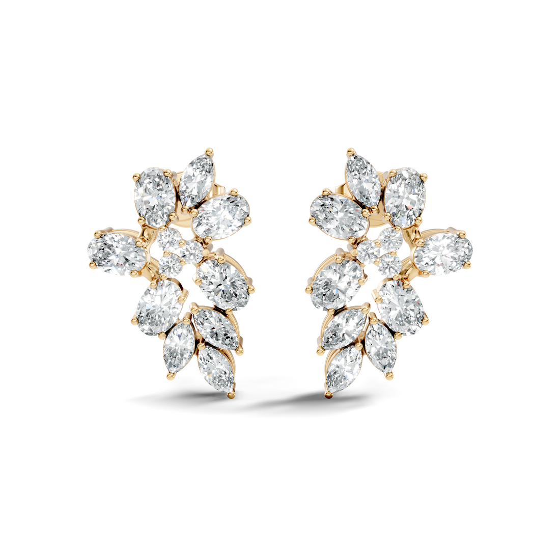 Mixed-Cut Floral Cluster Stud