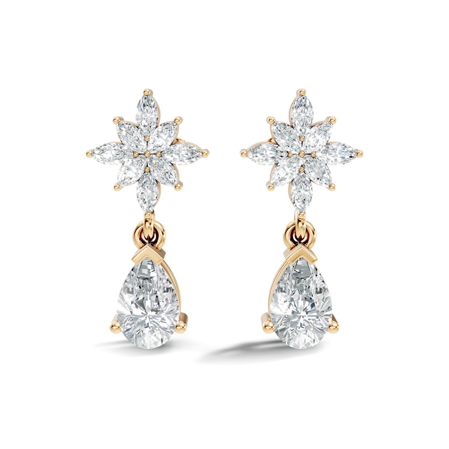 Floral Starburst Marquise & Pear Drop Earrings