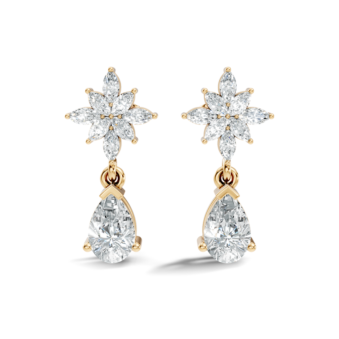 Floral Starburst Marquise & Pear Drop Earrings