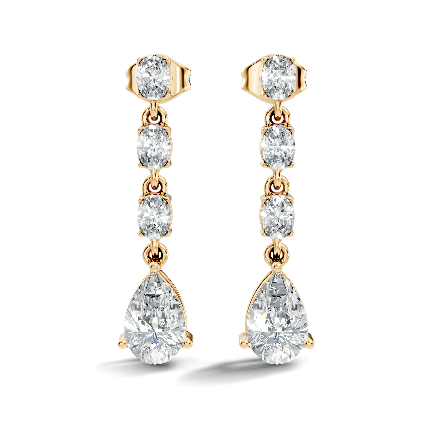 Linear Pear-Cut Diamond Drop Earrings