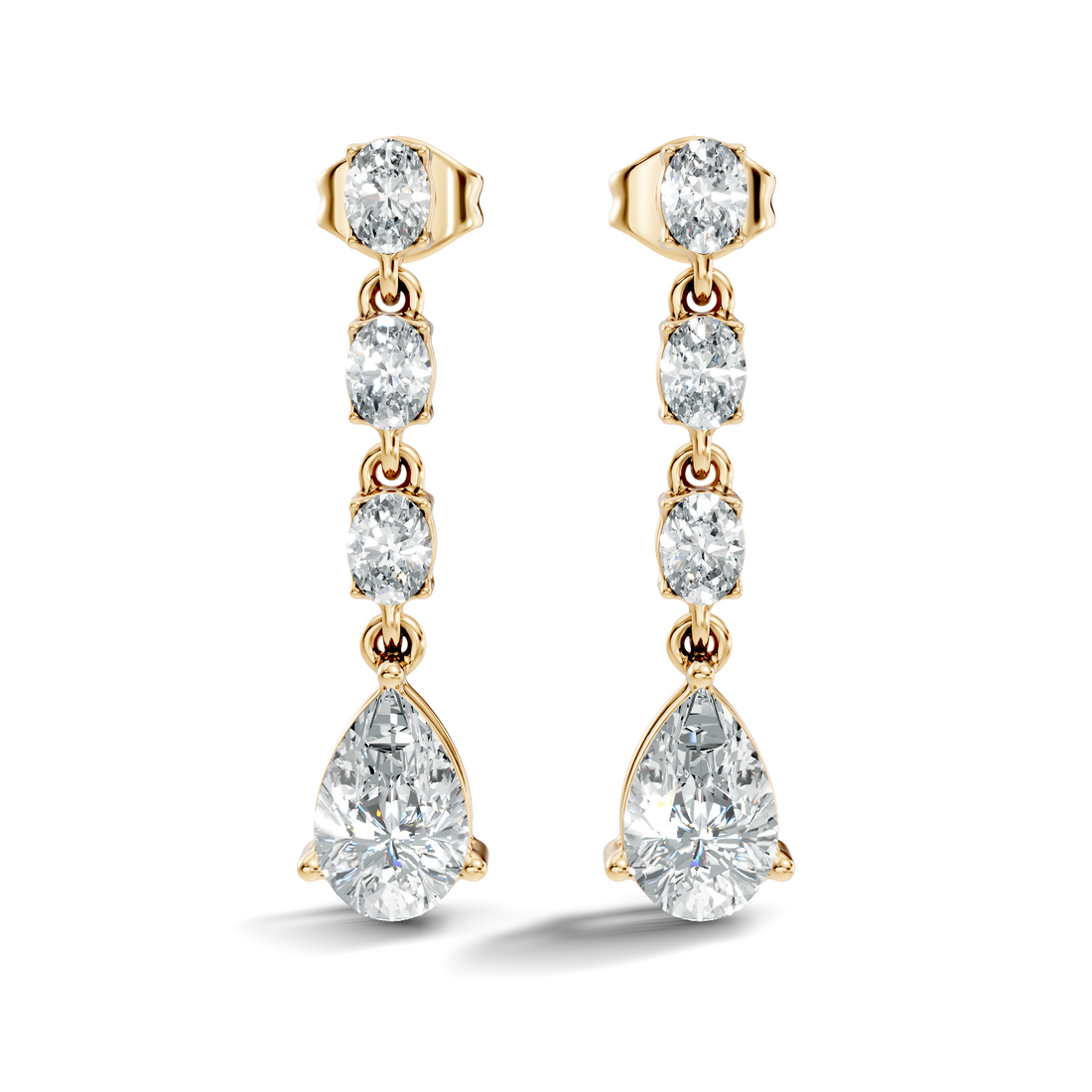 Linear Pear-Cut Diamond Drop Earrings
