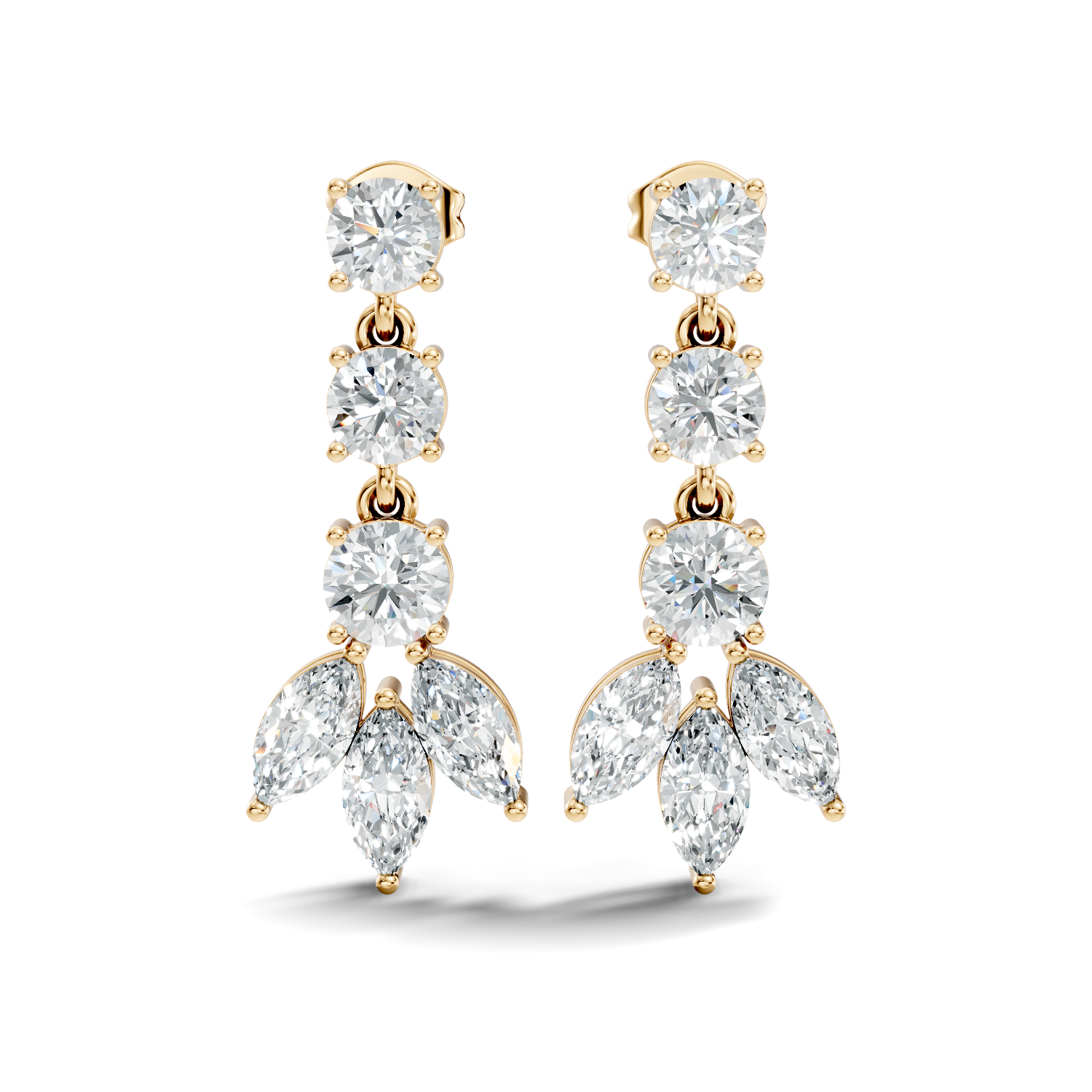 Linear Cascade Marquise Diamond Drop Earrings
