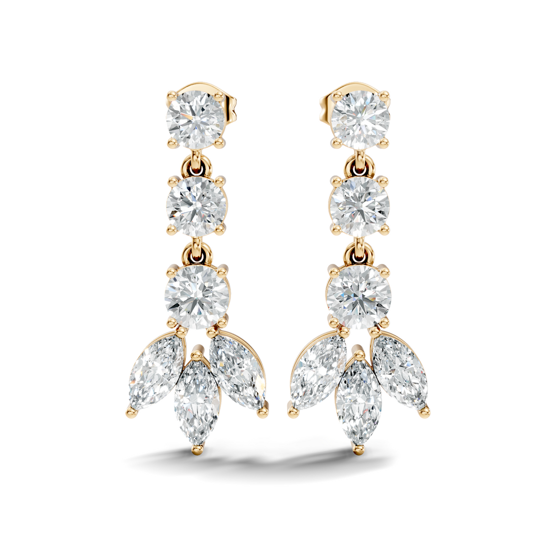 Linear Cascade Marquise Diamond Drop Earrings